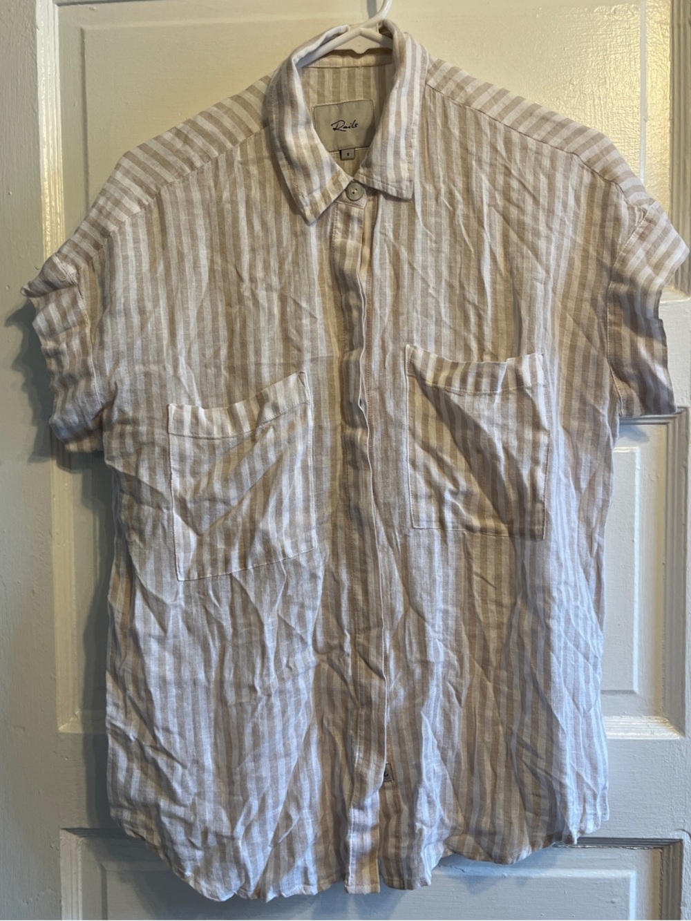 Rails Striped Button-Down Shirt - Beige & White